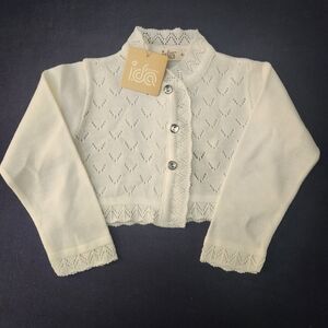 Ida Knitwear Cream Knit Lace Detail Cardigan w/Button Details, Size4y&5y, NWT